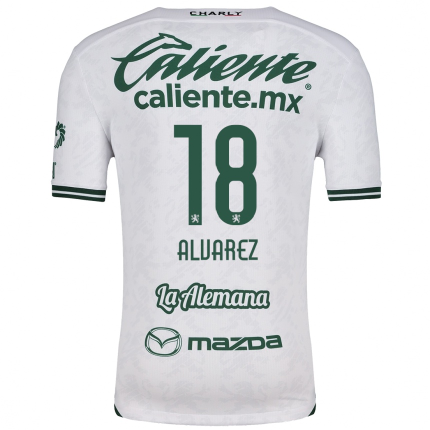 Kids Football Yazmin Álvarez #18 White Green Away Jersey 2024/25 T-Shirt Uk