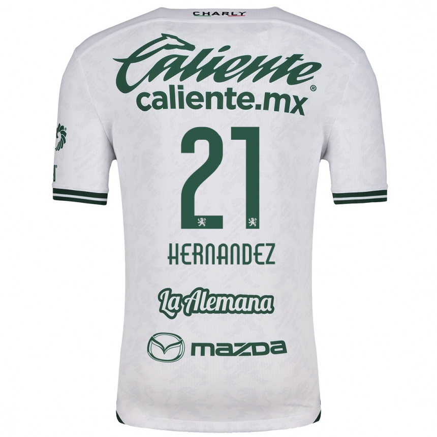 Kids Football Alexa Hernández #21 White Green Away Jersey 2024/25 T-Shirt Uk