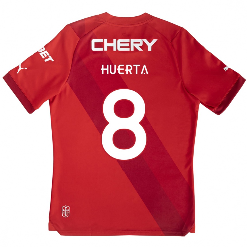 Kids Football Valber Huerta #8 Red White Away Jersey 2024/25 T-Shirt Uk