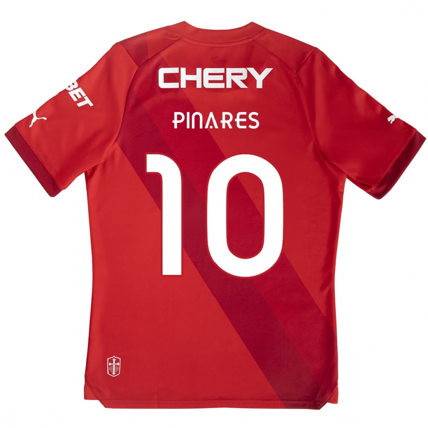 Kids Football César Pinares #10 Red White Away Jersey 2024/25 T-Shirt Uk