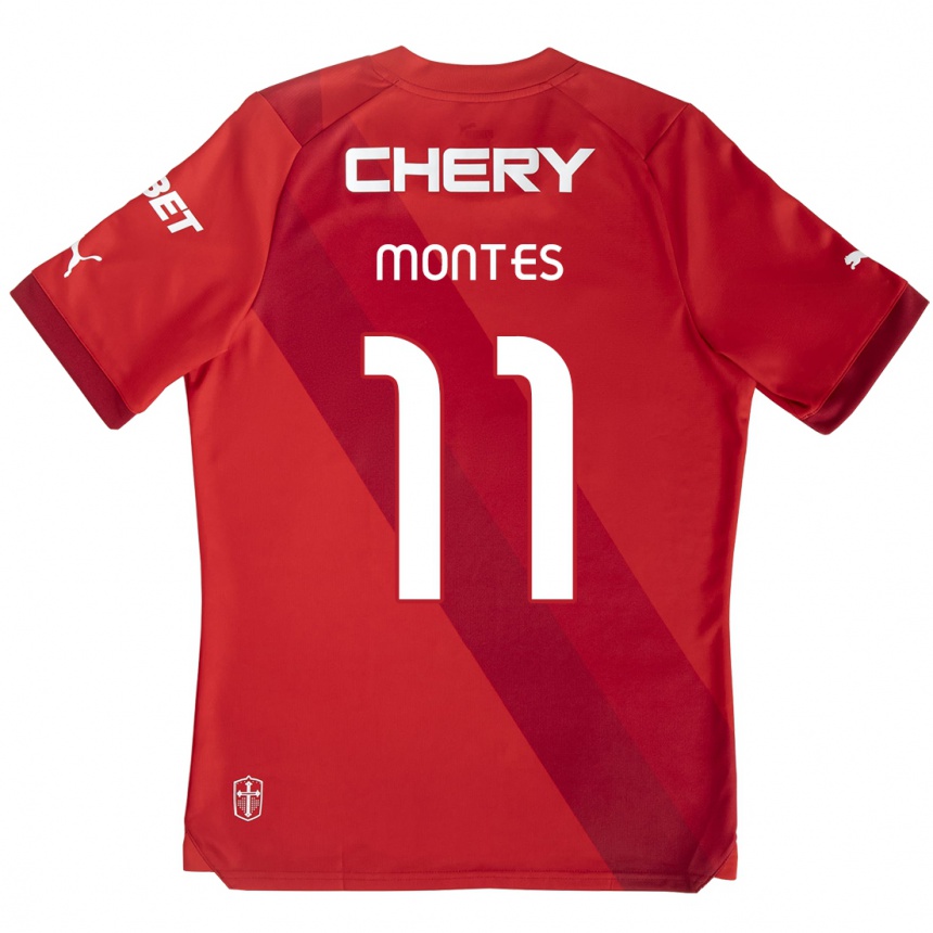 Kids Football Clemente Montes #11 Red White Away Jersey 2024/25 T-Shirt Uk