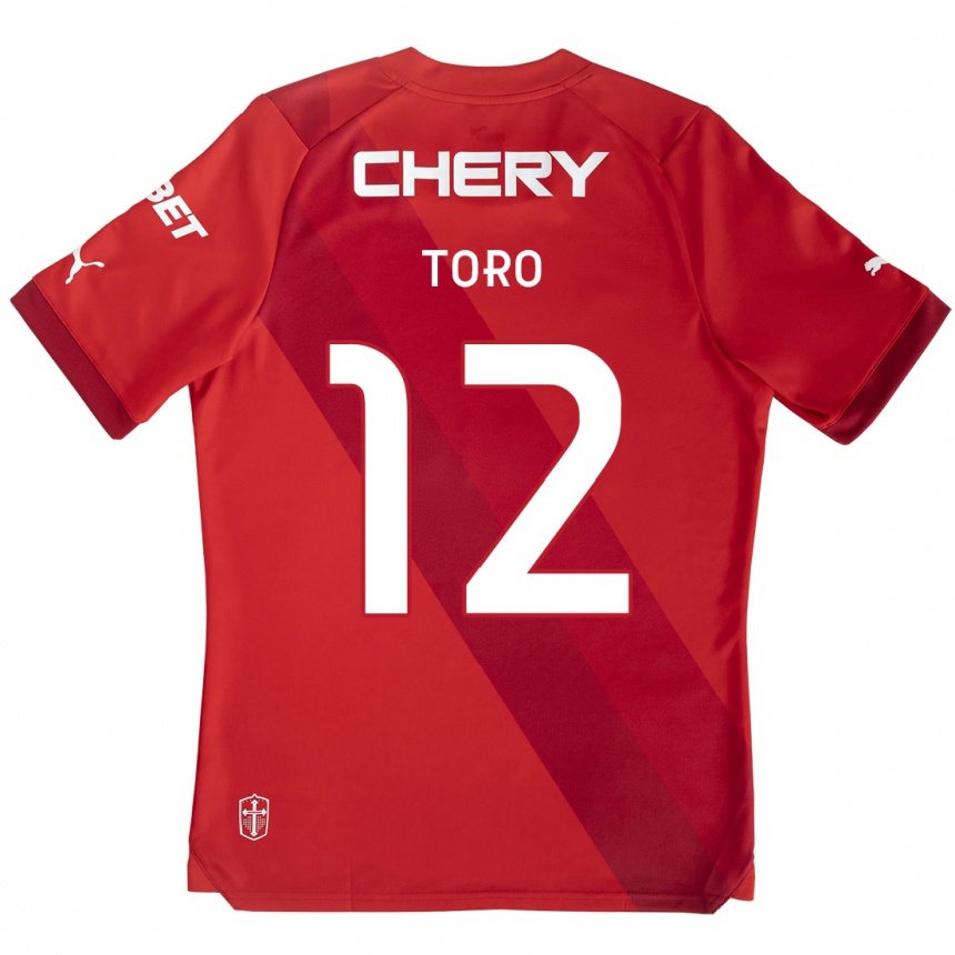 Kids Football Ian Toro #12 Red White Away Jersey 2024/25 T-Shirt Uk