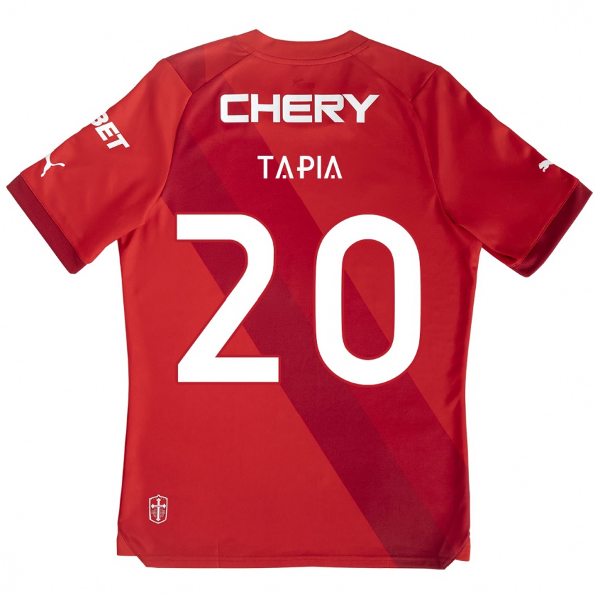 Kids Football Gonzalo Tapia #20 Red White Away Jersey 2024/25 T-Shirt Uk