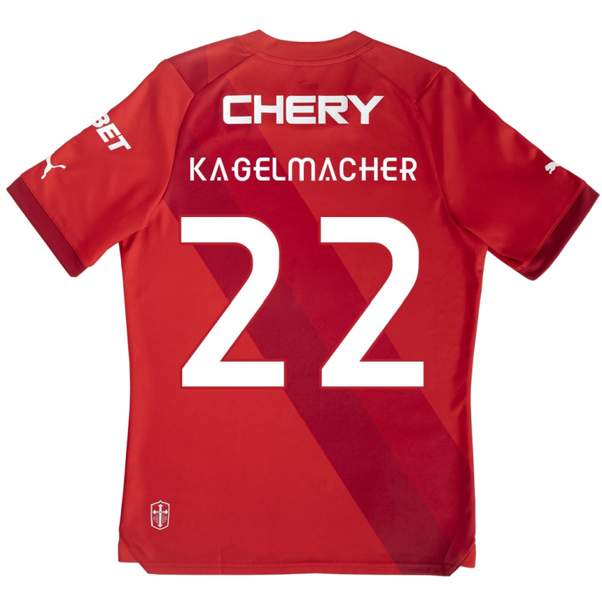 Kids Football Gary Kagelmacher #22 Red White Away Jersey 2024/25 T-Shirt Uk