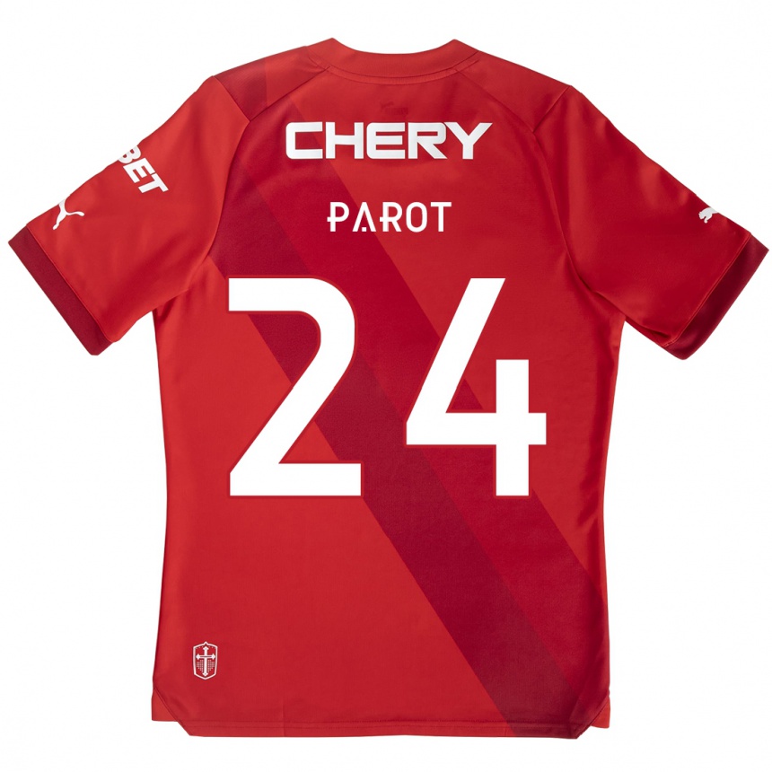 Kids Football Alfonso Parot #24 Red White Away Jersey 2024/25 T-Shirt Uk