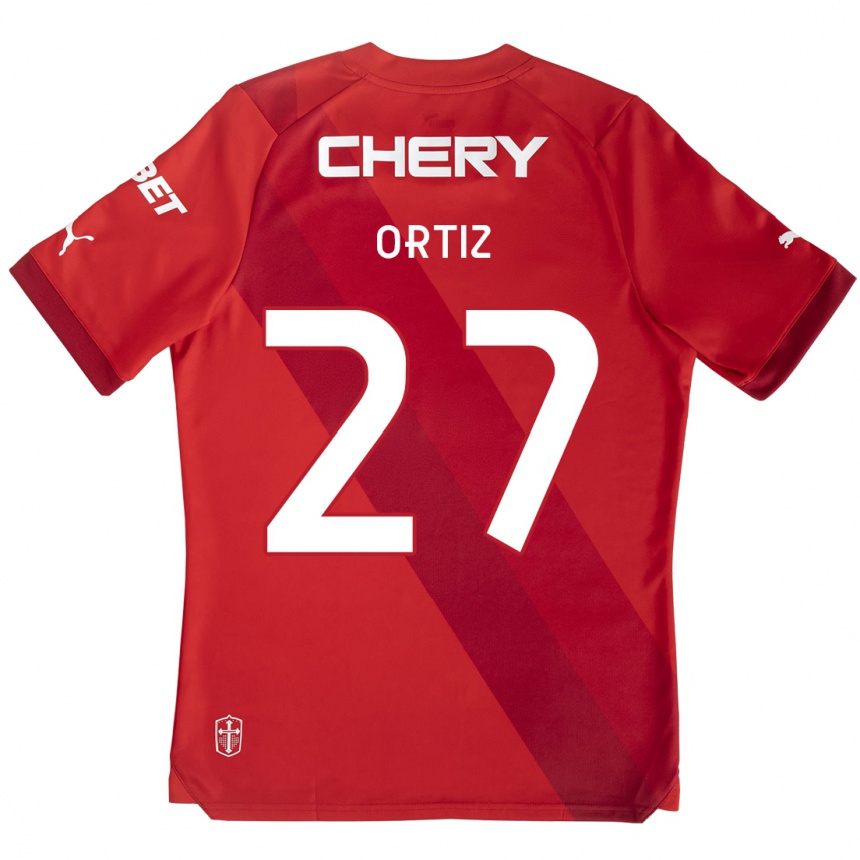 Kids Football Jorge Ortiz #27 Red White Away Jersey 2024/25 T-Shirt Uk