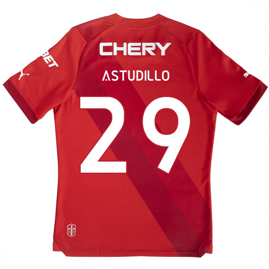 Kids Football Aaron Astudillo #29 Red White Away Jersey 2024/25 T-Shirt Uk