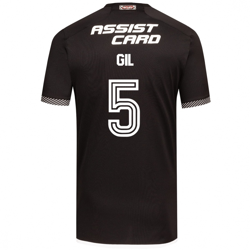 Kids Football Leonardo Gil #5 Black White Away Jersey 2024/25 T-Shirt Uk