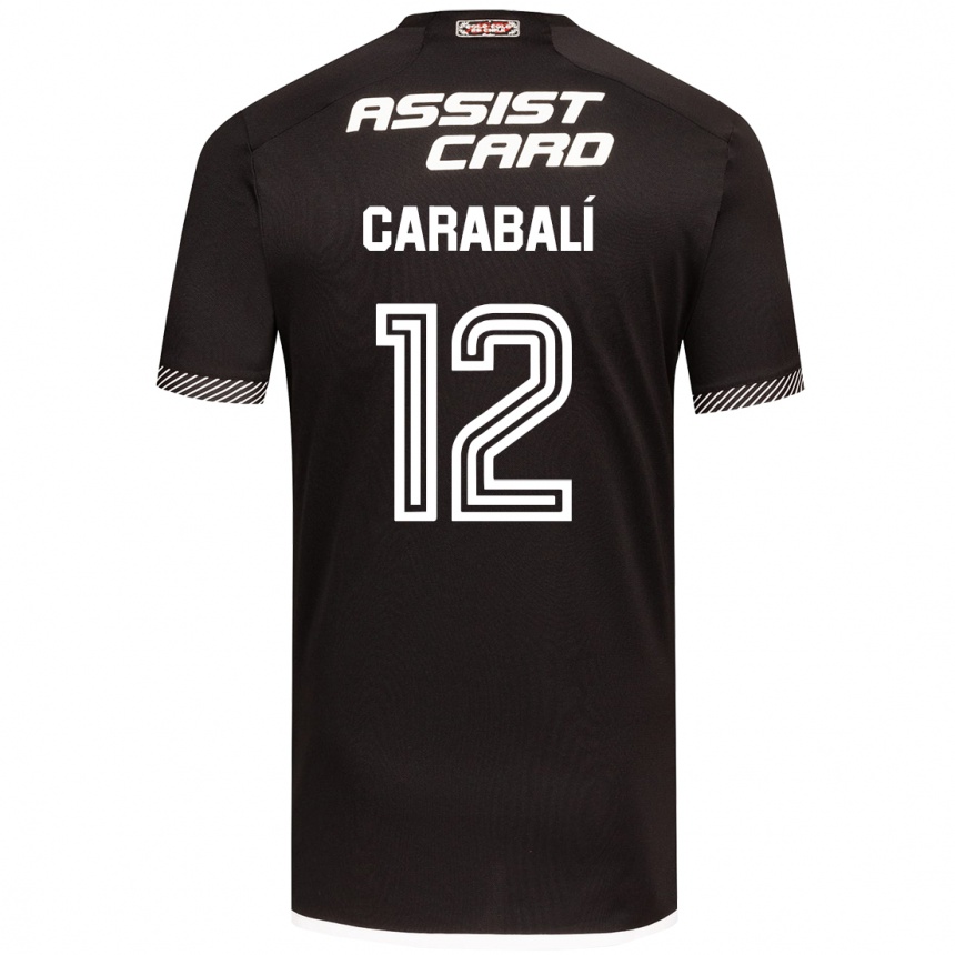 Kids Football Omar Carabalí #12 Black White Away Jersey 2024/25 T-Shirt Uk