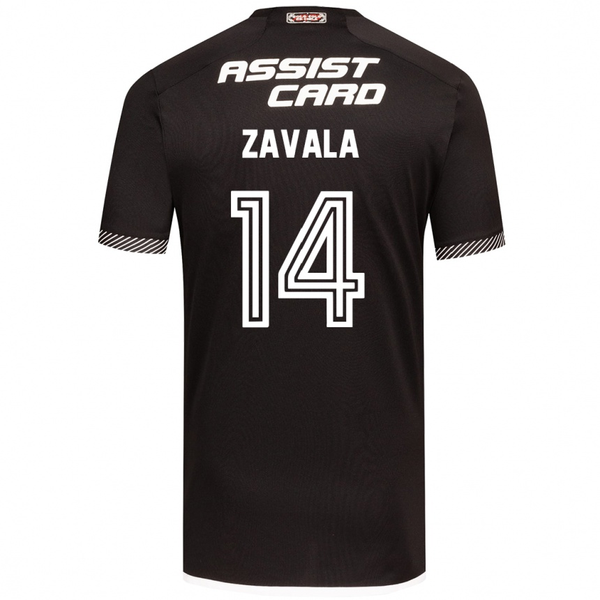 Kids Football Cristián Zavala #14 Black White Away Jersey 2024/25 T-Shirt Uk