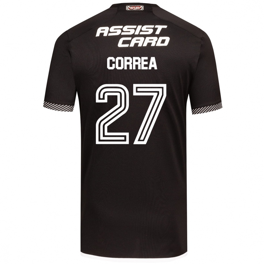 Kids Football Javier Correa #27 Black White Away Jersey 2024/25 T-Shirt Uk