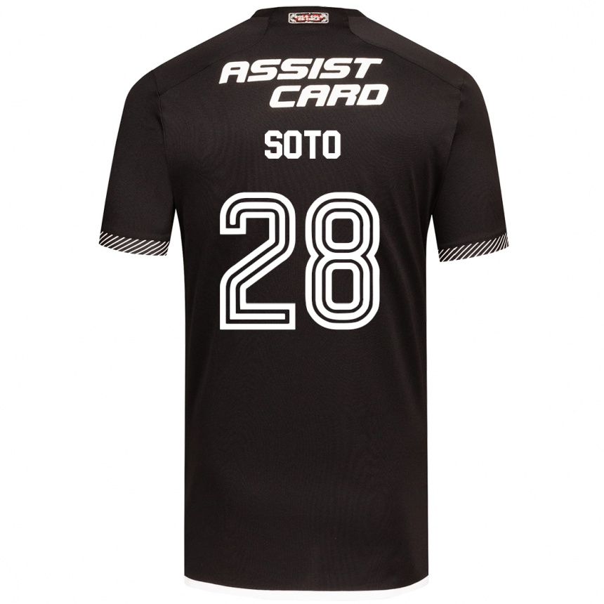 Kids Football Lucas Soto #28 Black White Away Jersey 2024/25 T-Shirt Uk