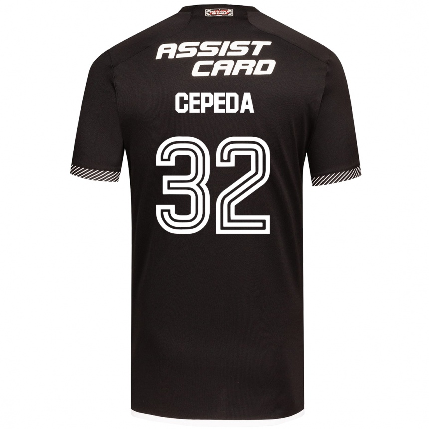 Kids Football Lucas Cepeda #32 Black White Away Jersey 2024/25 T-Shirt Uk