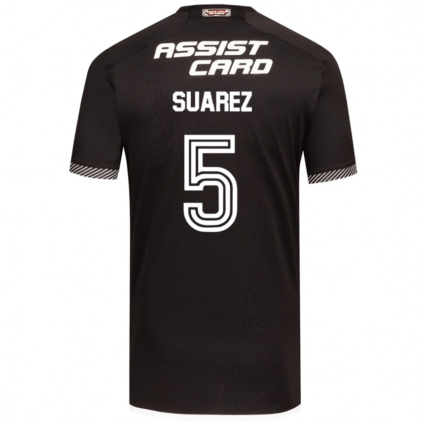 Kids Football Nicolás Suarez #5 Black White Away Jersey 2024/25 T-Shirt Uk