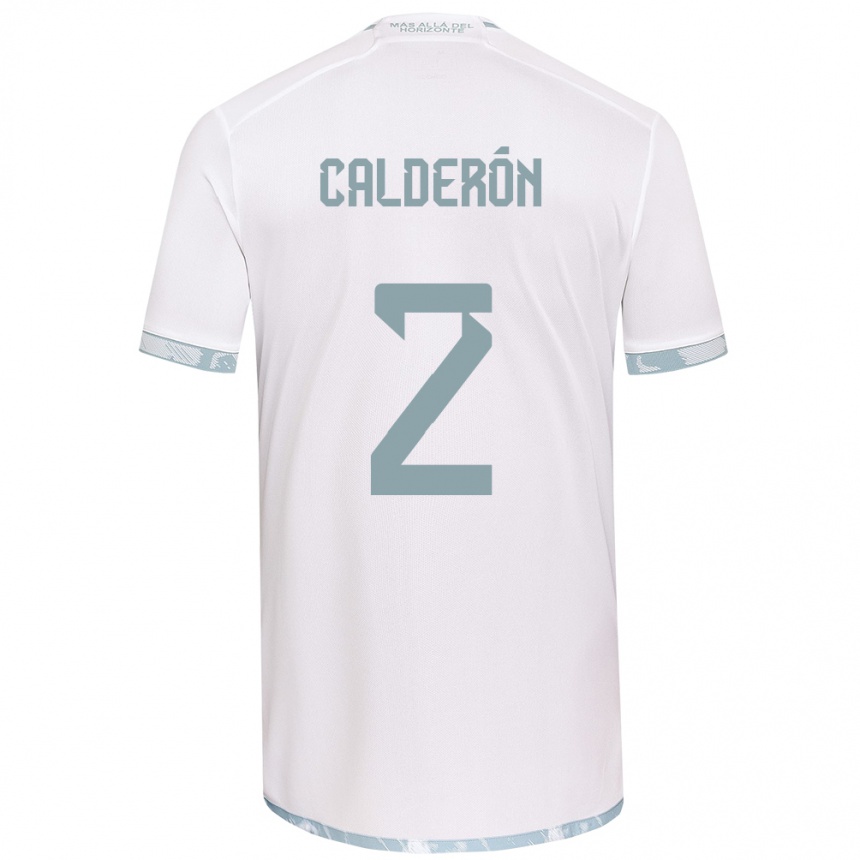 Kids Football Franco Calderón #2 White Grey Away Jersey 2024/25 T-Shirt Uk