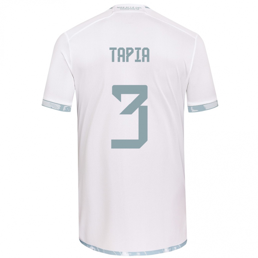 Kids Football Ignacio Tapia #3 White Grey Away Jersey 2024/25 T-Shirt Uk