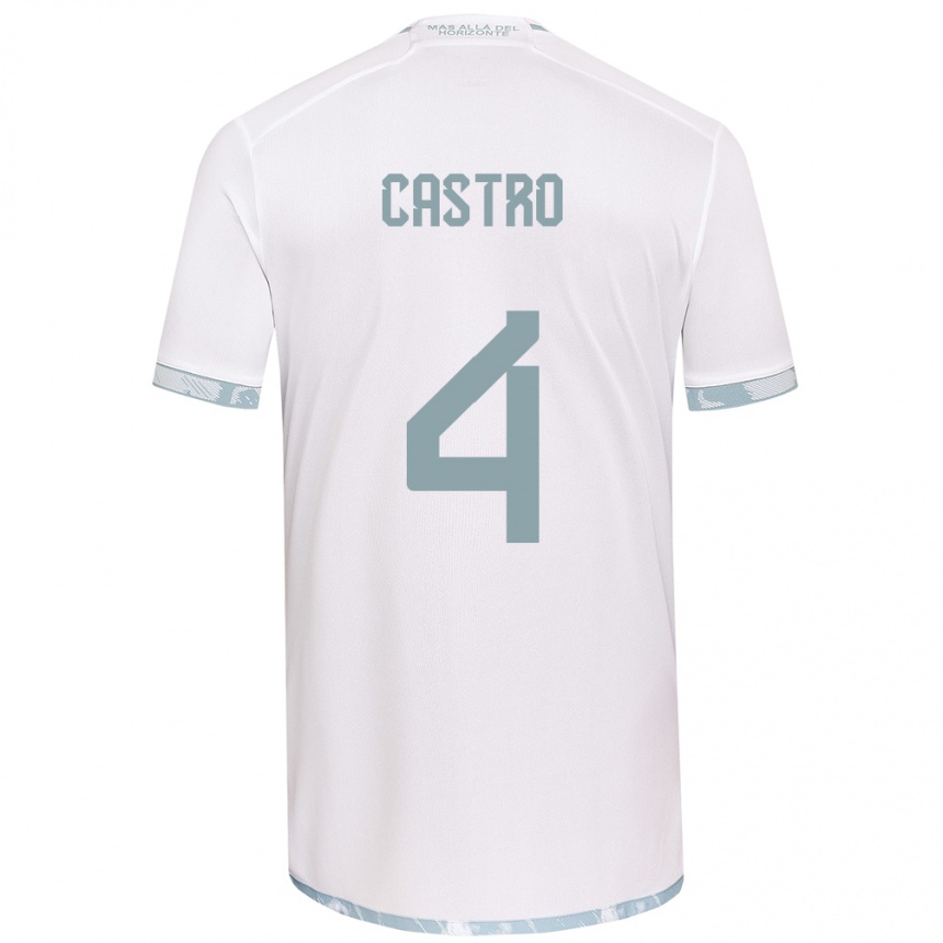 Kids Football José Ignacio Castro #4 White Grey Away Jersey 2024/25 T-Shirt Uk