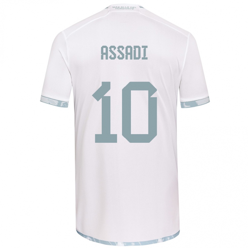 Kids Football Lucas Assadi #10 White Grey Away Jersey 2024/25 T-Shirt Uk