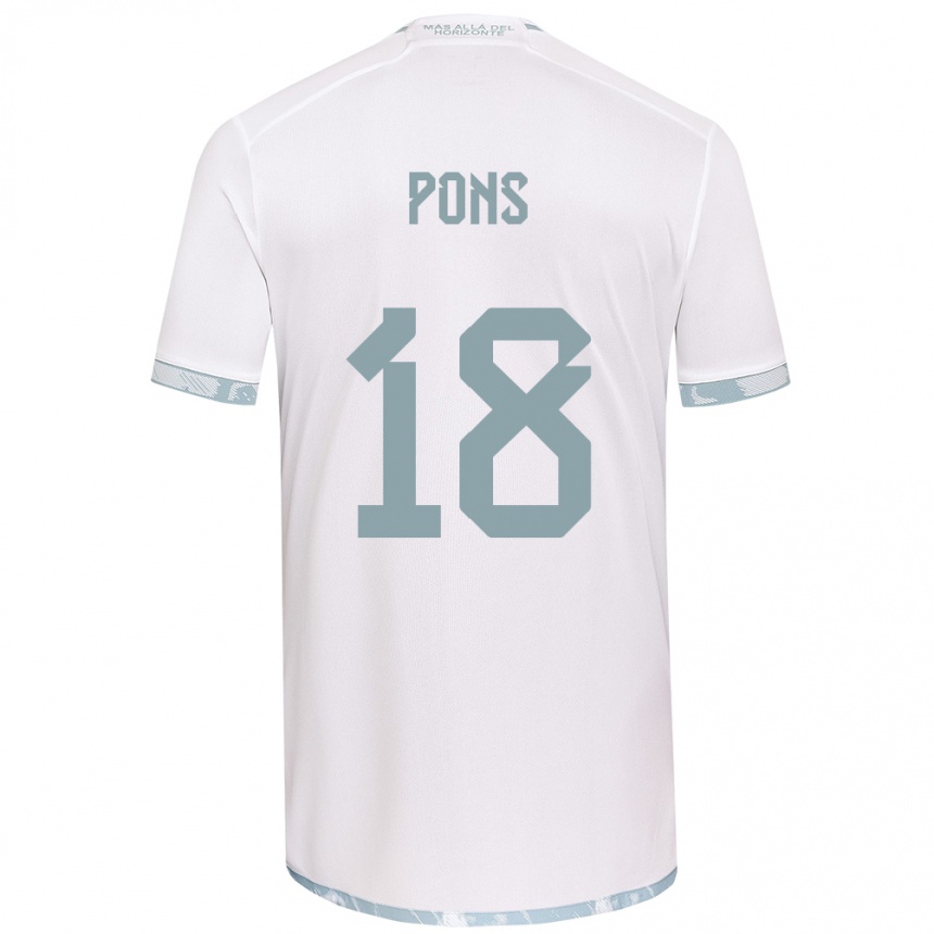 Kids Football Luciano Pons #18 White Grey Away Jersey 2024/25 T-Shirt Uk