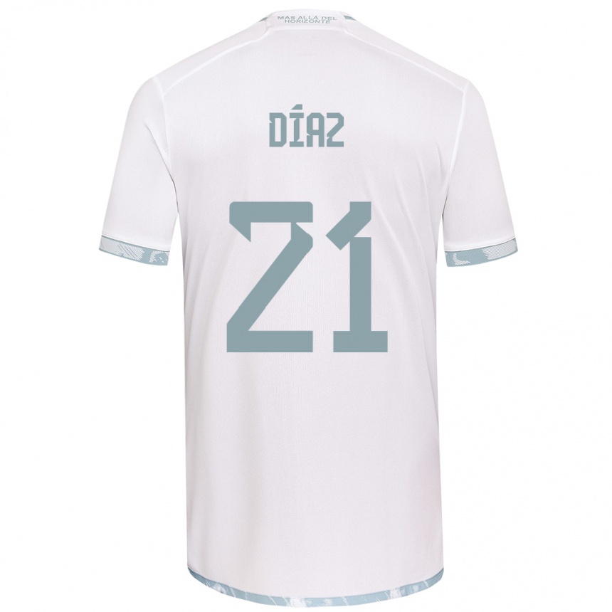 Kids Football Marcelo Díaz #21 White Grey Away Jersey 2024/25 T-Shirt Uk