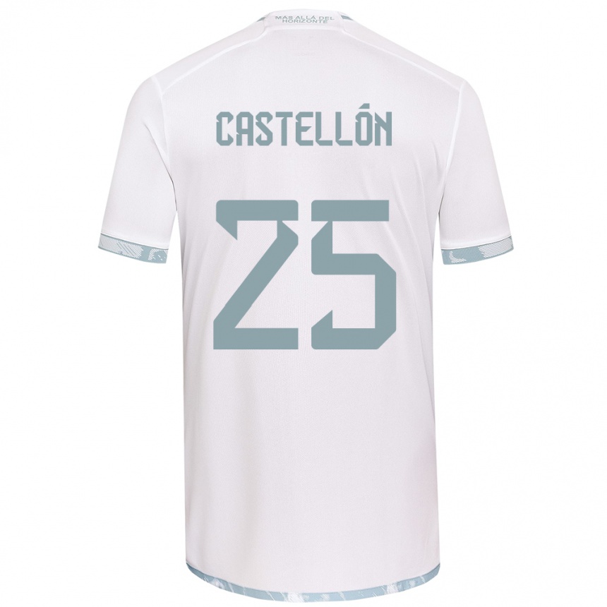 Kids Football Gabriel Castellón #25 White Grey Away Jersey 2024/25 T-Shirt Uk