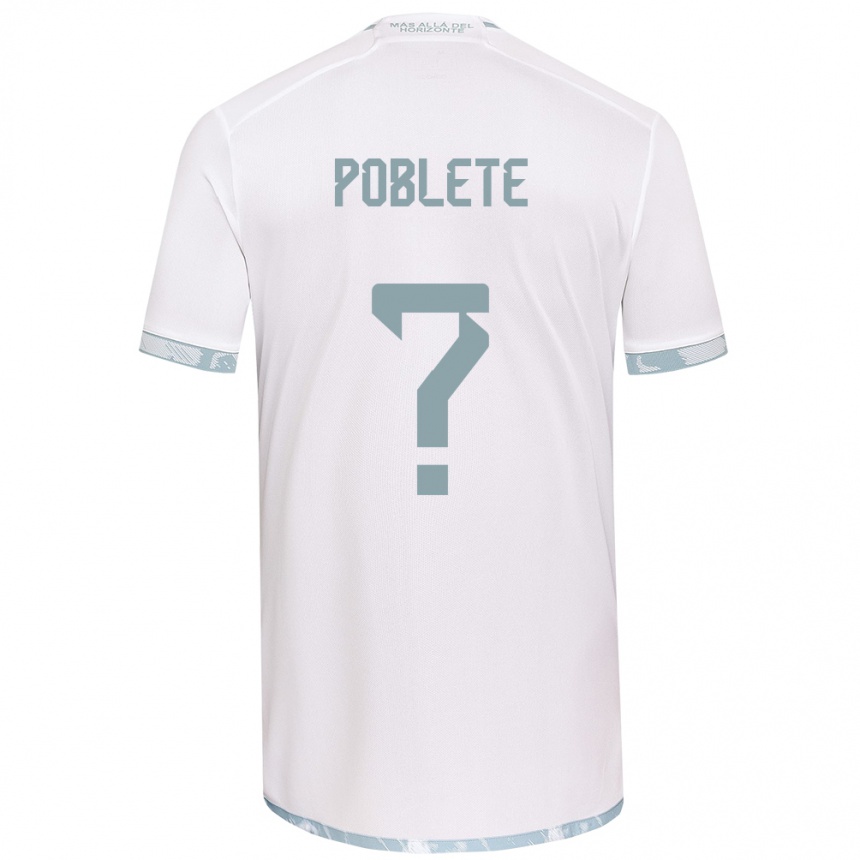 Kids Football José Poblete #0 White Grey Away Jersey 2024/25 T-Shirt Uk