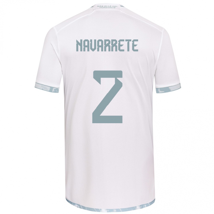 Kids Football Daniel Navarrete #2 White Grey Away Jersey 2024/25 T-Shirt Uk