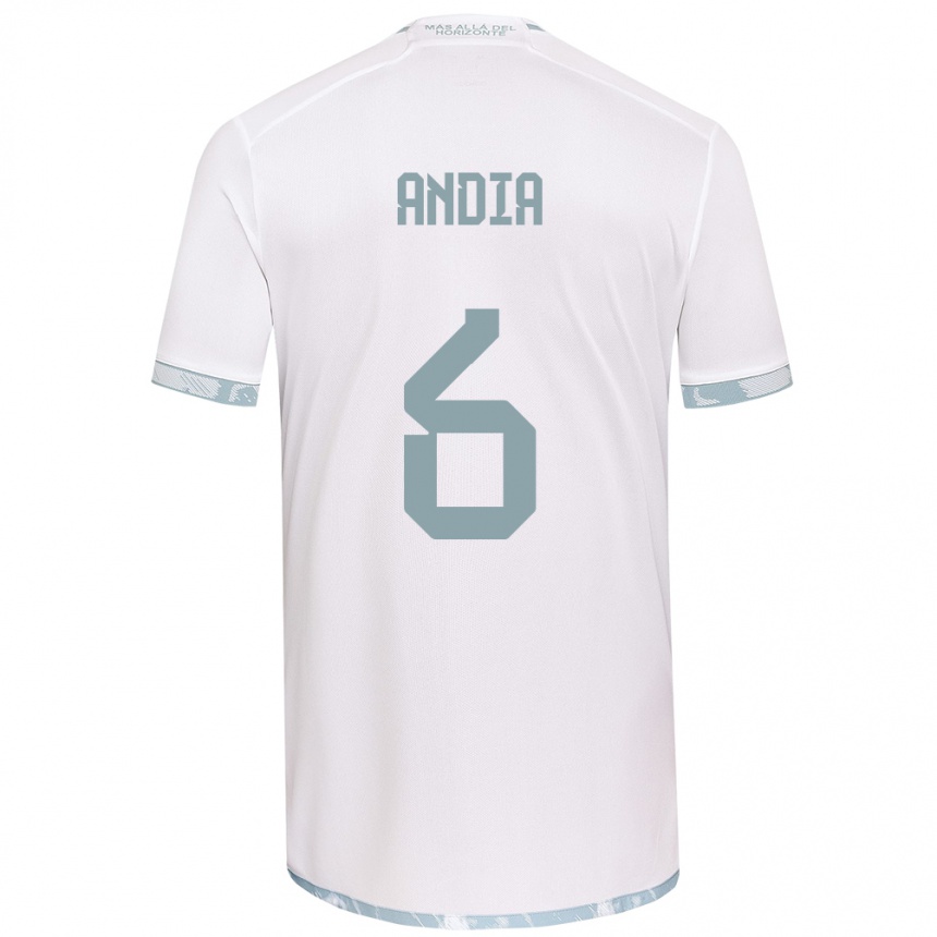 Kids Football Yonathan Andía #6 White Grey Away Jersey 2024/25 T-Shirt Uk