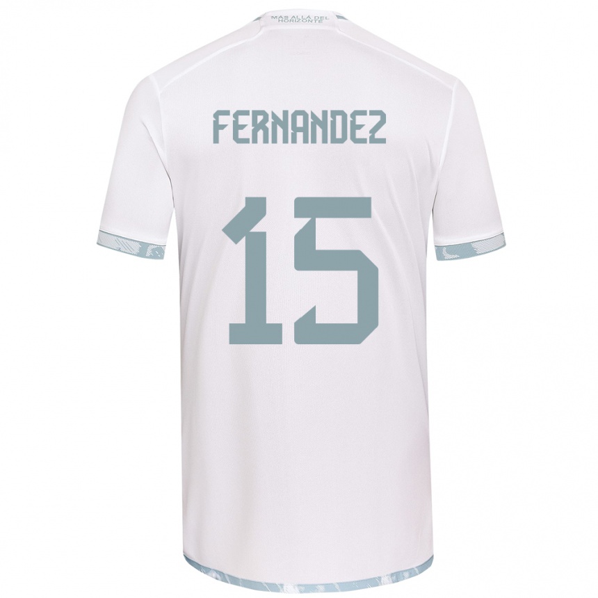 Kids Football Vicente Fernández #15 White Grey Away Jersey 2024/25 T-Shirt Uk