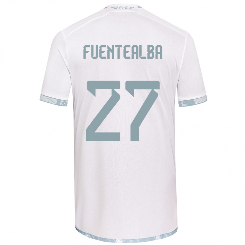 Kids Football Jeison Fuentealba #27 White Grey Away Jersey 2024/25 T-Shirt Uk