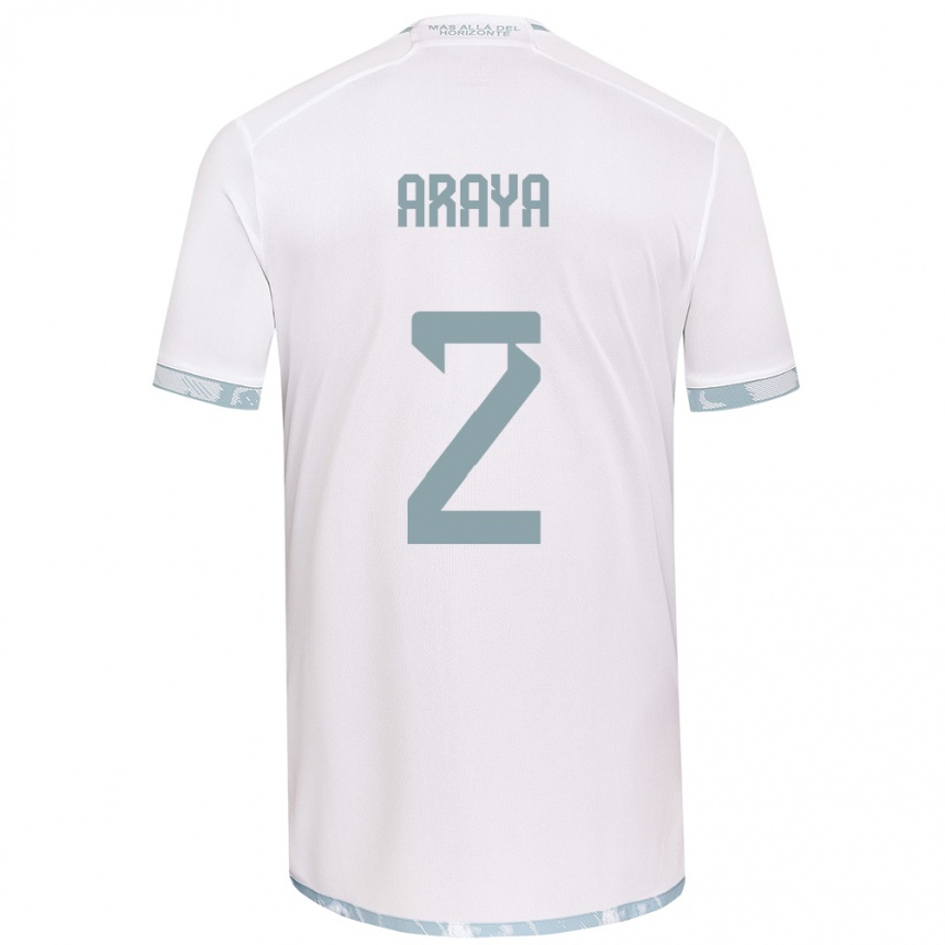 Kids Football Fernanda Araya #2 White Grey Away Jersey 2024/25 T-Shirt Uk