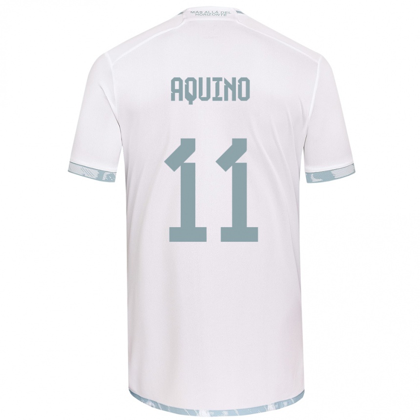 Kids Football Yisel Aquino #11 White Grey Away Jersey 2024/25 T-Shirt Uk