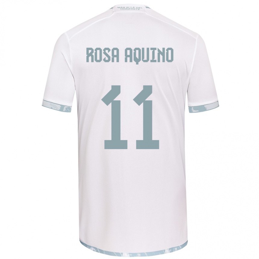 Kids Football Rosa Aquino #11 White Grey Away Jersey 2024/25 T-Shirt Uk