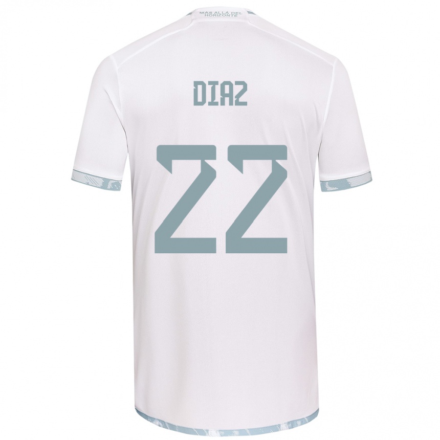 Kids Football Valentina Díaz #22 White Grey Away Jersey 2024/25 T-Shirt Uk