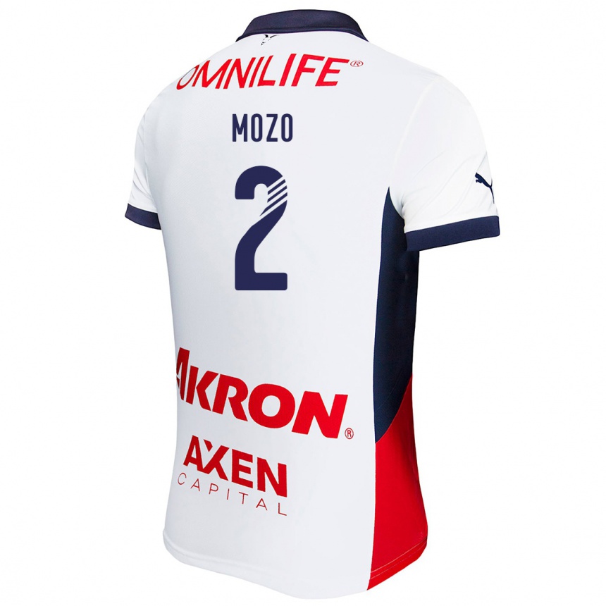 Kids Football Alan Mozo #2 White Red Blue Away Jersey 2024/25 T-Shirt Uk