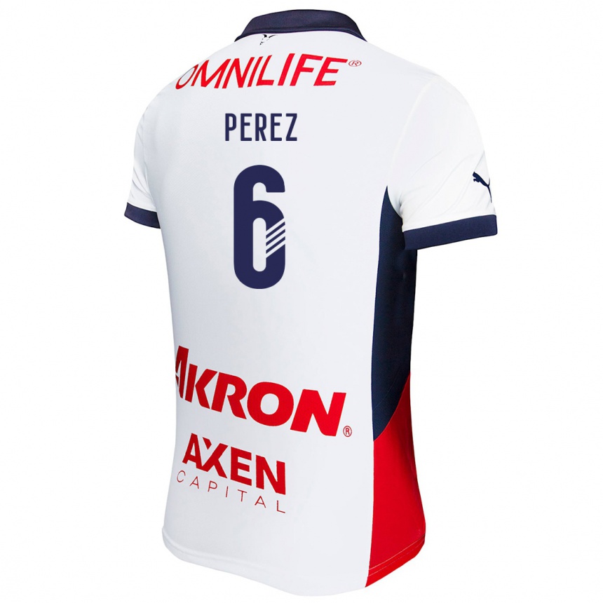 Kids Football Pável Pérez #6 White Red Blue Away Jersey 2024/25 T-Shirt Uk