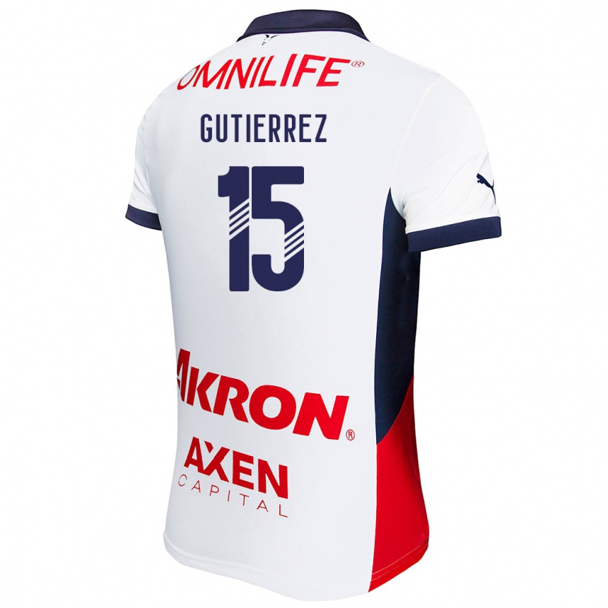 Kids Football Érick Gutiérrez #15 White Red Blue Away Jersey 2024/25 T-Shirt Uk