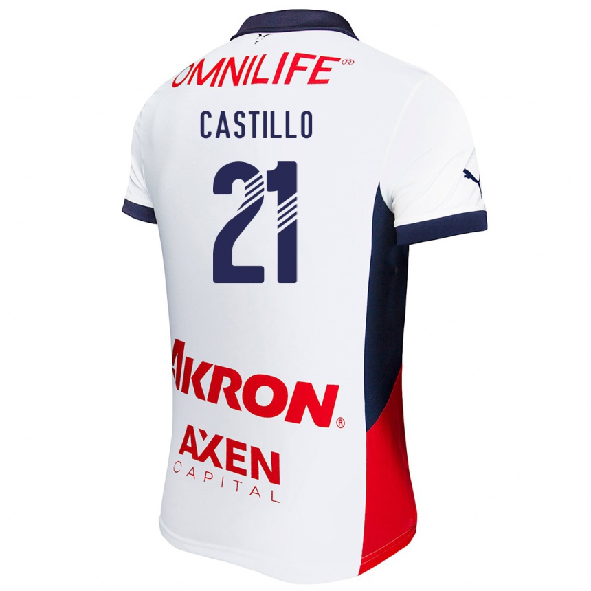 Kids Football José Castillo #21 White Red Blue Away Jersey 2024/25 T-Shirt Uk