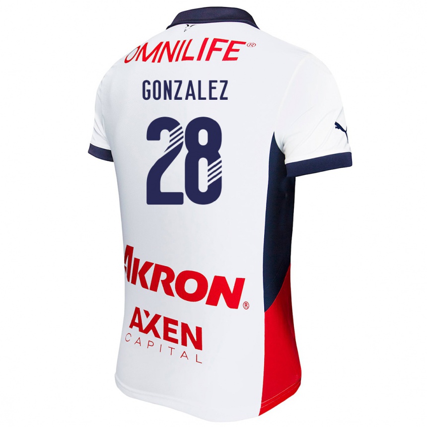 Kids Football Fernando González #28 White Red Blue Away Jersey 2024/25 T-Shirt Uk