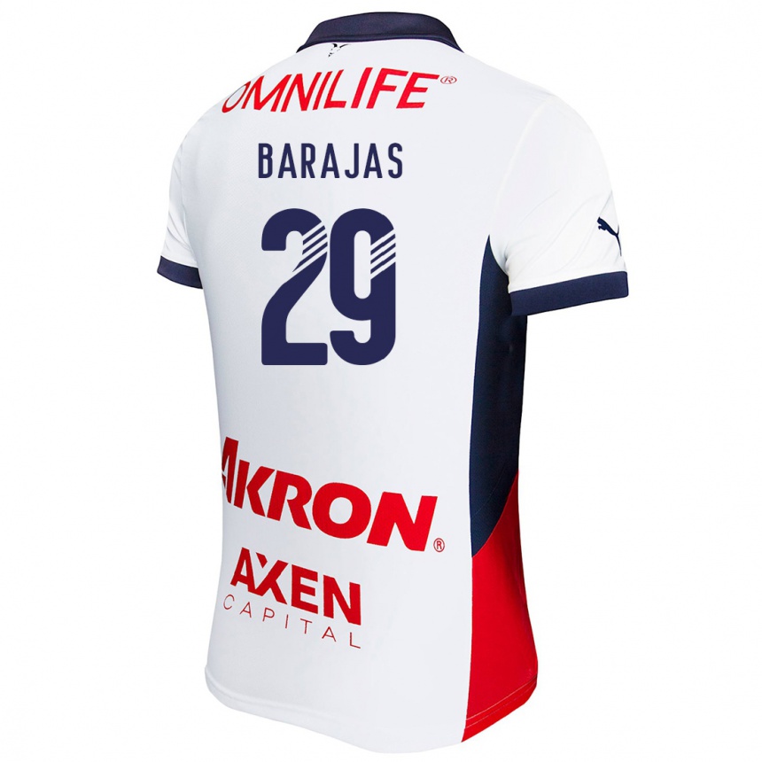 Kids Football Fidel Barajas #29 White Red Blue Away Jersey 2024/25 T-Shirt Uk