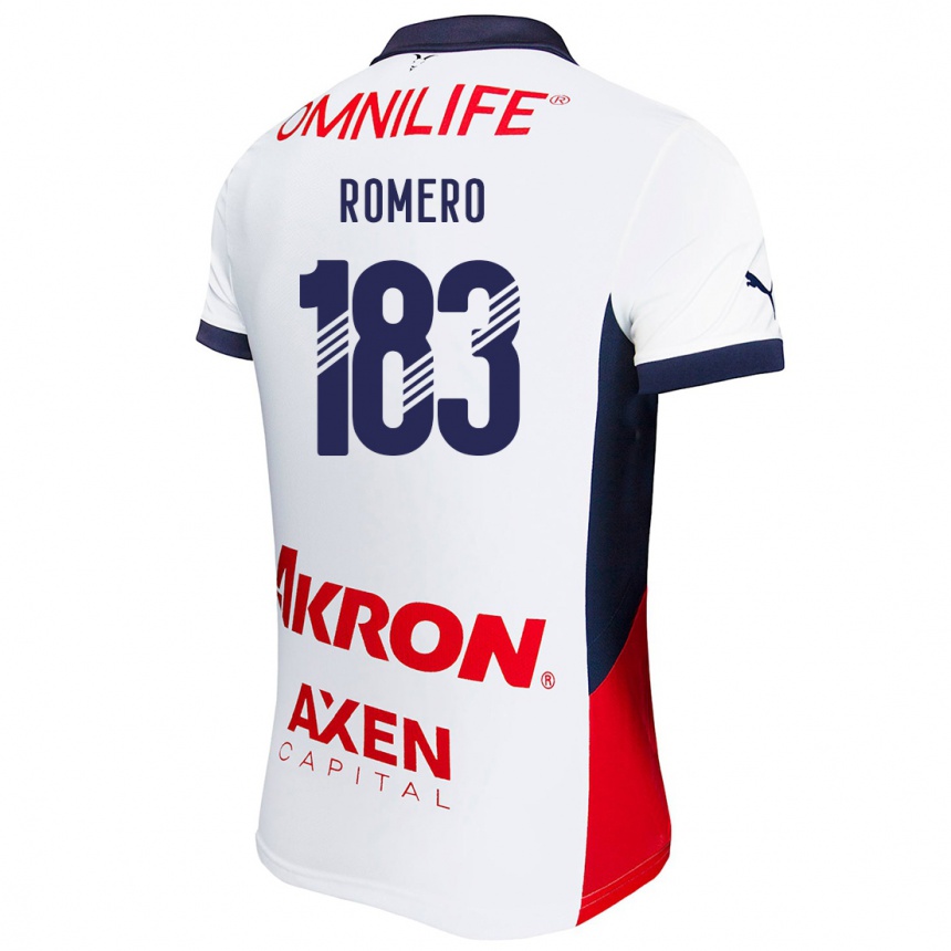 Kids Football Javen Romero #183 White Red Blue Away Jersey 2024/25 T-Shirt Uk