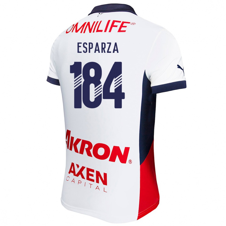 Kids Football Sebastián Esparza #184 White Red Blue Away Jersey 2024/25 T-Shirt Uk