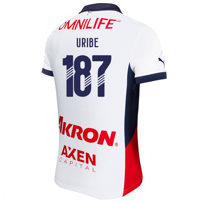 Kids Football Juan Uribe #187 White Red Blue Away Jersey 2024/25 T-Shirt Uk