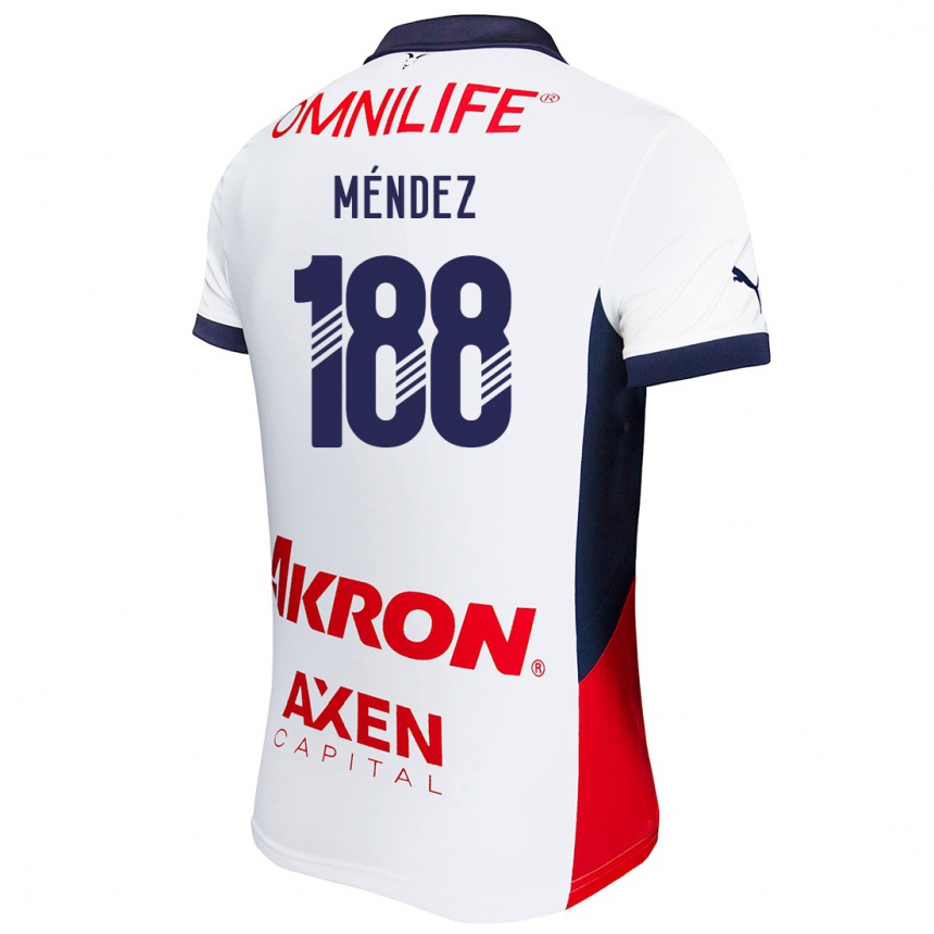 Kids Football Francisco Méndez #188 White Red Blue Away Jersey 2024/25 T-Shirt Uk