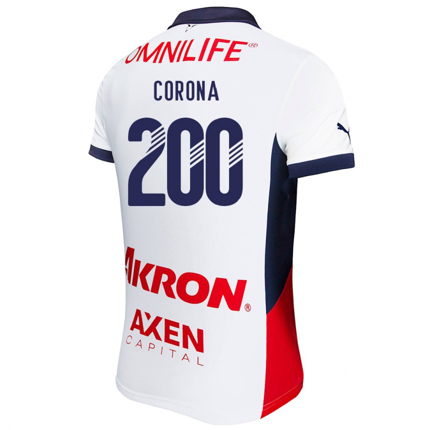 Kids Football Carlos Corona #200 White Red Blue Away Jersey 2024/25 T-Shirt Uk