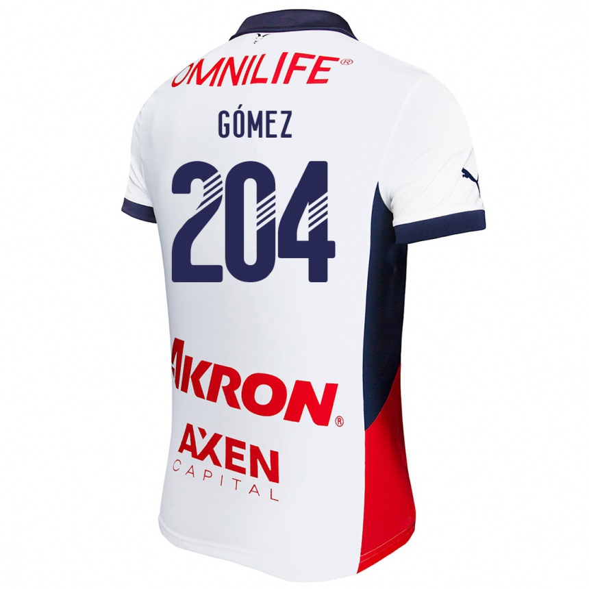 Kids Football Luis Gómez #204 White Red Blue Away Jersey 2024/25 T-Shirt Uk