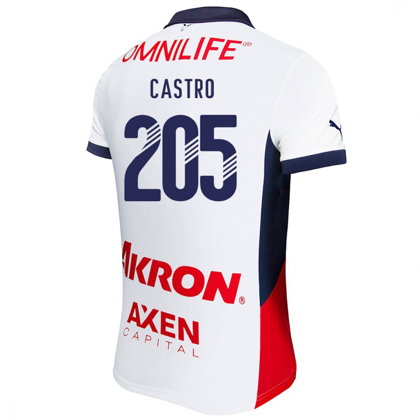 Kids Football Ariel Castro #205 White Red Blue Away Jersey 2024/25 T-Shirt Uk