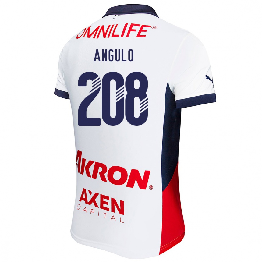 Kids Football Ismael Angulo #208 White Red Blue Away Jersey 2024/25 T-Shirt Uk