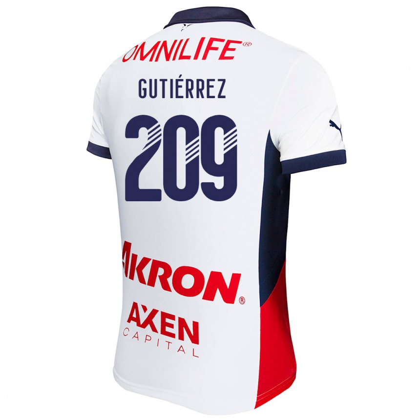 Kids Football Edgar Gutiérrez #209 White Red Blue Away Jersey 2024/25 T-Shirt Uk