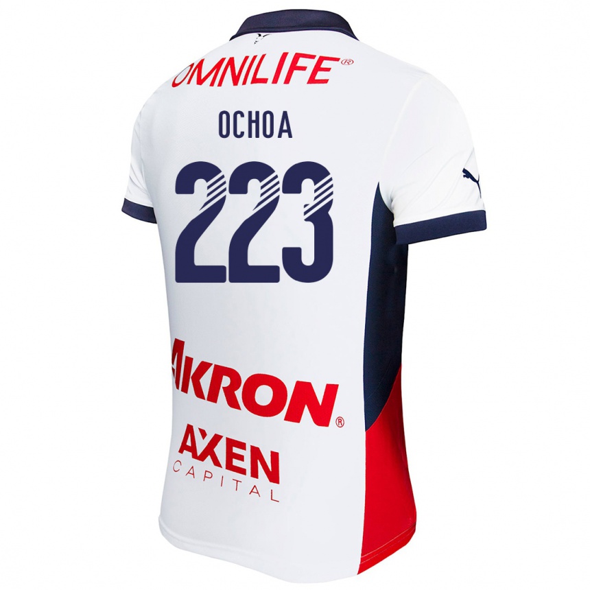 Kids Football Diego Ochoa #223 White Red Blue Away Jersey 2024/25 T-Shirt Uk